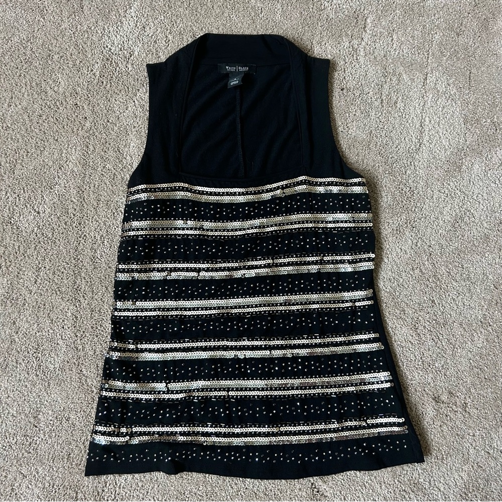 White House Black Market Black Sequin Top